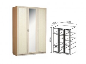 Шкаф 3-х ств 1500 для платья и белья Ивушка 7 дуб в Мегионе - megion.магазин96.com | фото